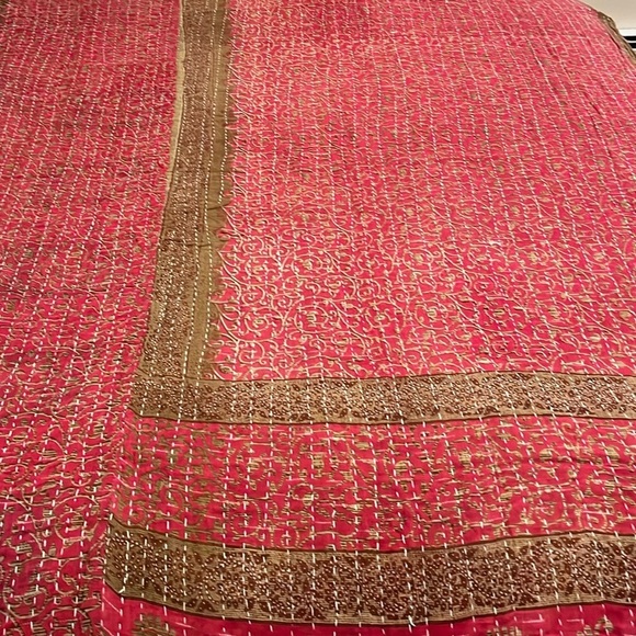 KANTHA QUILT HANDCRAFTED LIGHTWEIGHT REVERSIBLE BLANKET THROW BEDDING FROM INDIA - Picture 7 of 10